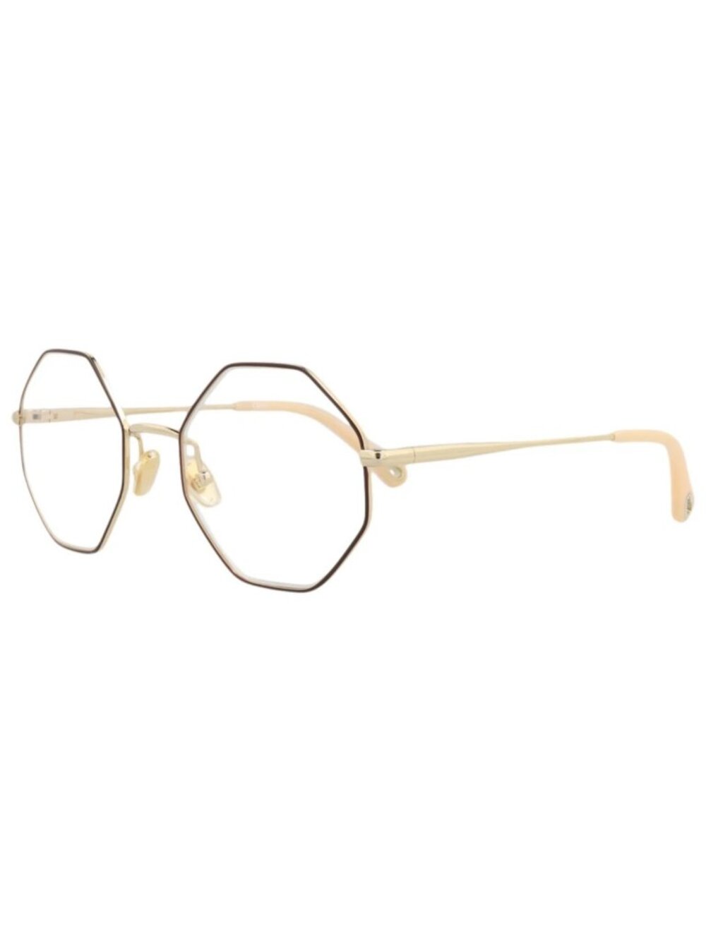 New Chloé Women's Eyeglasses Square Rectangle Metal Frame Burgundy Gold